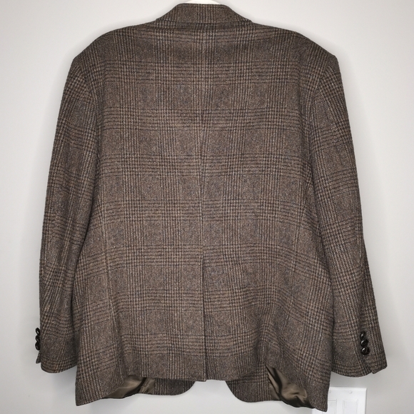 Vintage Today's Man Brown Plaid Camel Hair Two Button Blazer - Picture 2 of 12